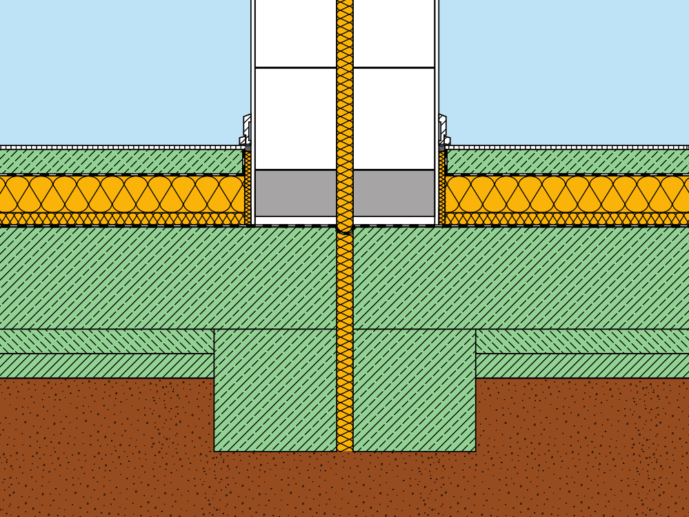 Detail getrennte Bodenplatte/Fundament